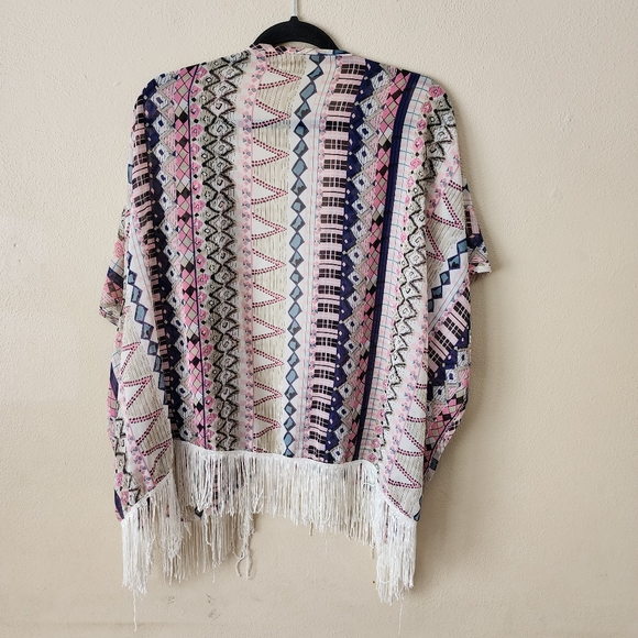 Do Everything In Love Beige Multicolored Boho Fringe Geometric Cardigan … - Picture 5 of 6